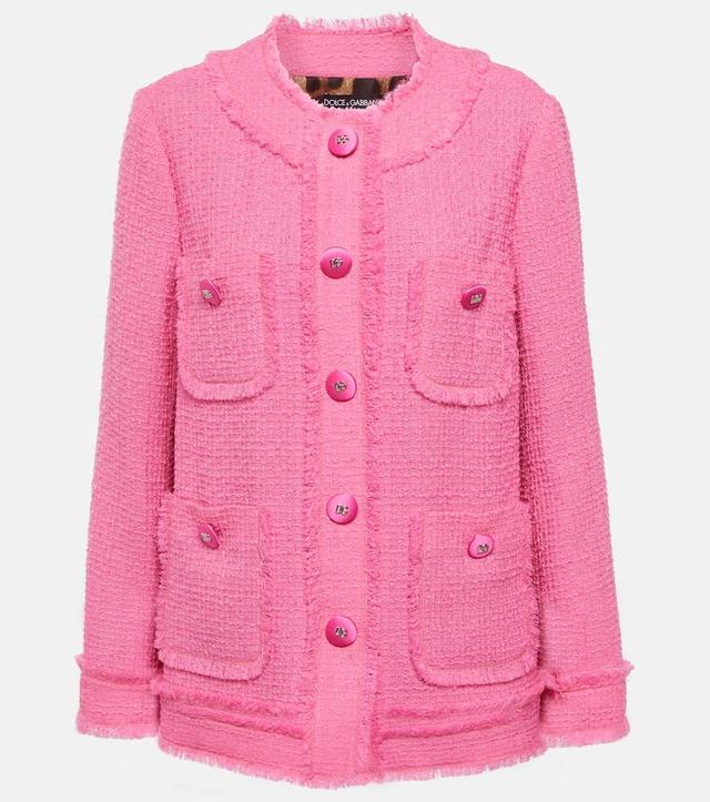 Wool-blend Tweed Jacket In Pink Product Image