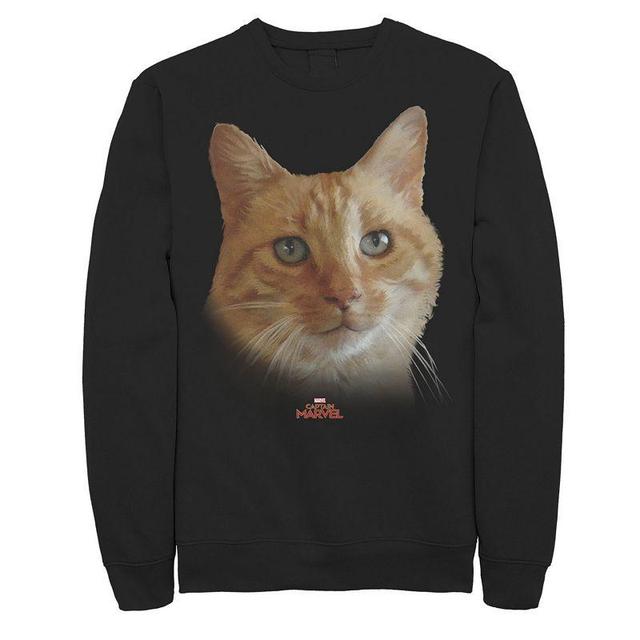 Mens Marvel Captain Marvel Goose Cat Face Portrait Sweatshirt Product Image