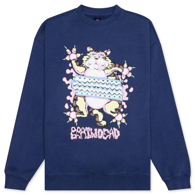 Relaxed Cat Crewneck - Washed Navy Male Product Image