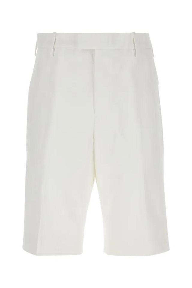 White Cotton Bermuda Shorts Product Image