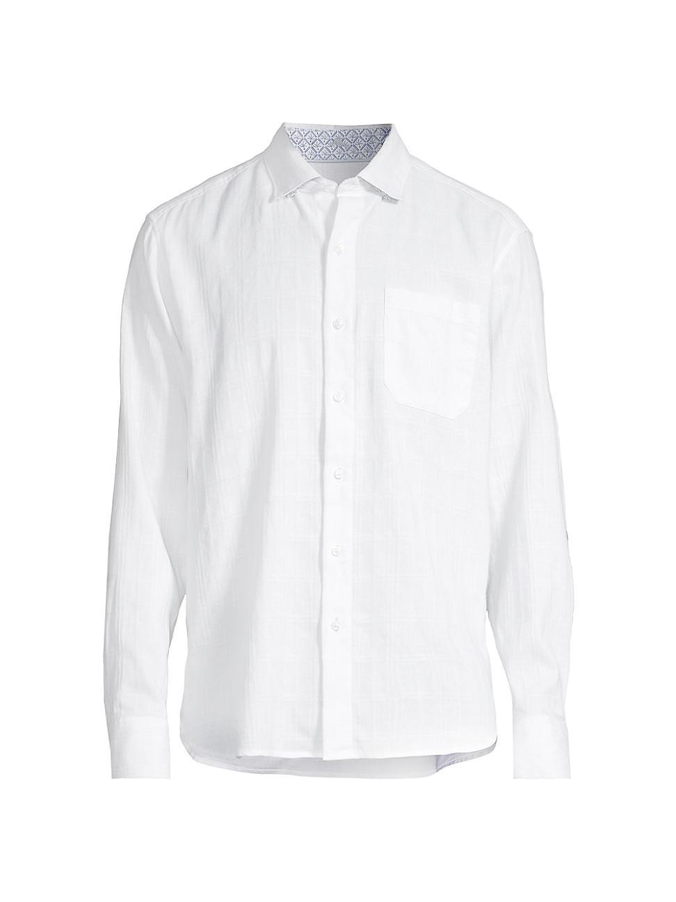 Mens Barbados Breeze Plaid Linen-Blend Shirt product image