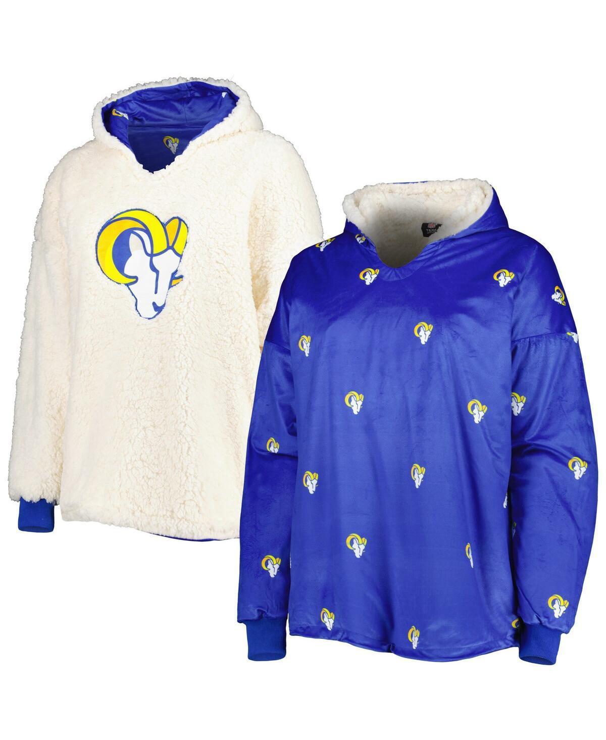 Womens FOCO Royal/White Los Angeles Rams Repeat Print Reversible Hoodeez Product Image