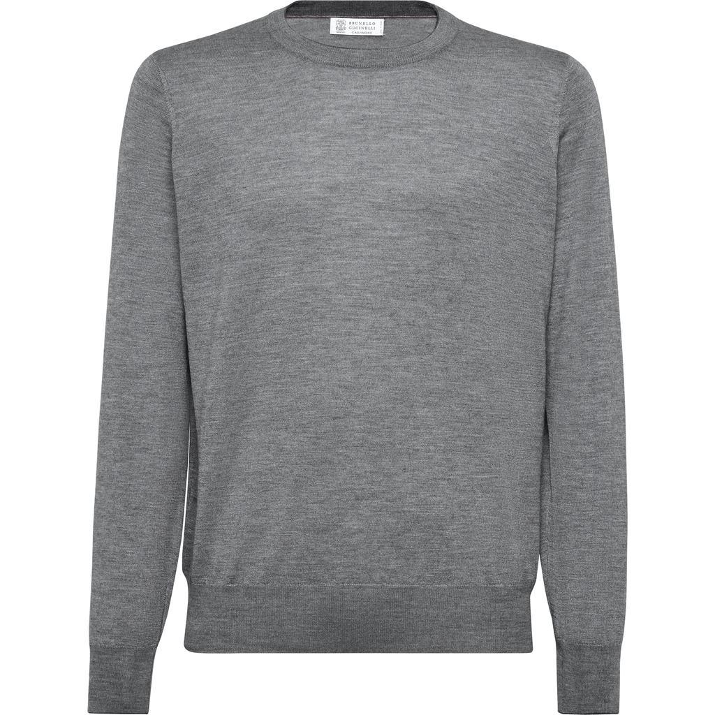 Men's Lightweight Cashmere And Silk Crew Neck Sweater In Dark Grey Product Image