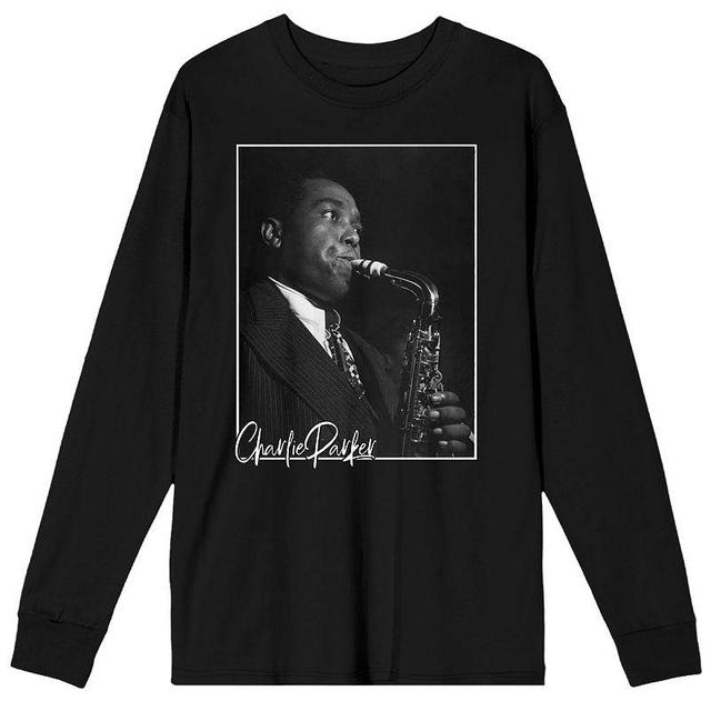 Mens Charlie Parker Yardbird Playing Saxophone Long Sleeve Graphic Tee Product Image