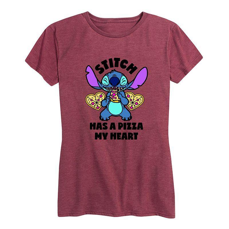 Disneys Lilo & Stitch Womens Pizza My Heart Graphic Tee Product Image