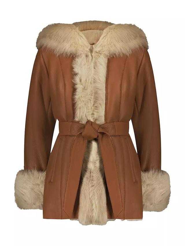 Select Shearling Lamb Hooded Jacket Product Image