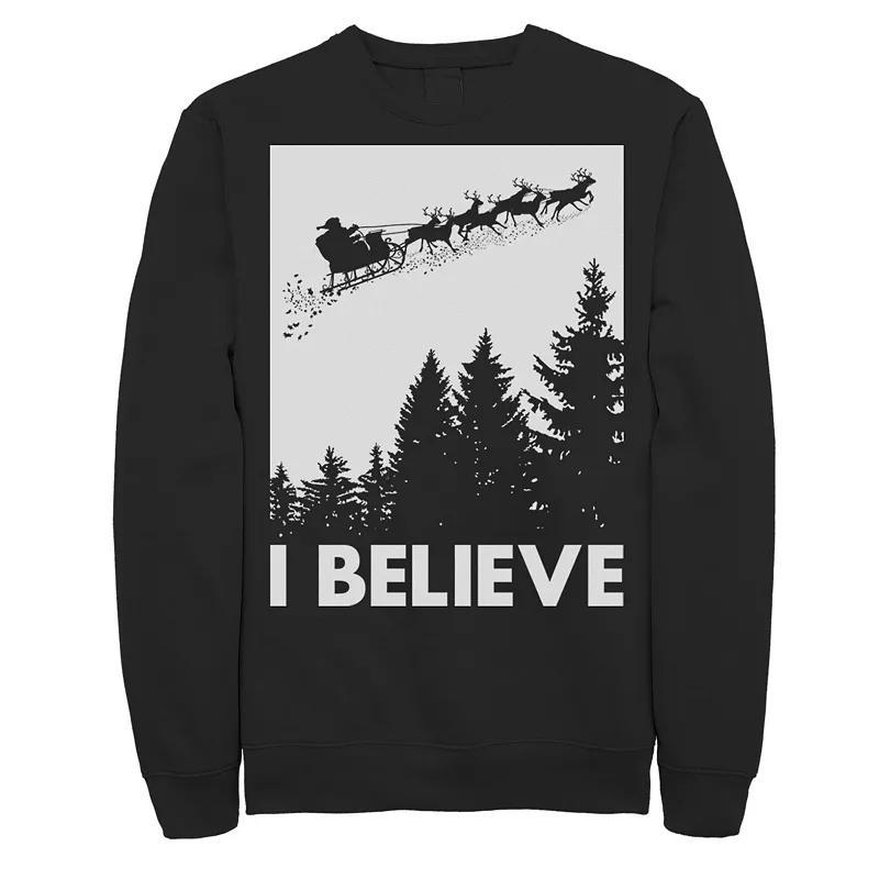 Mens Santa Claus I Believe Reindeer Christmas Sweatshirt Dark Grey Product Image