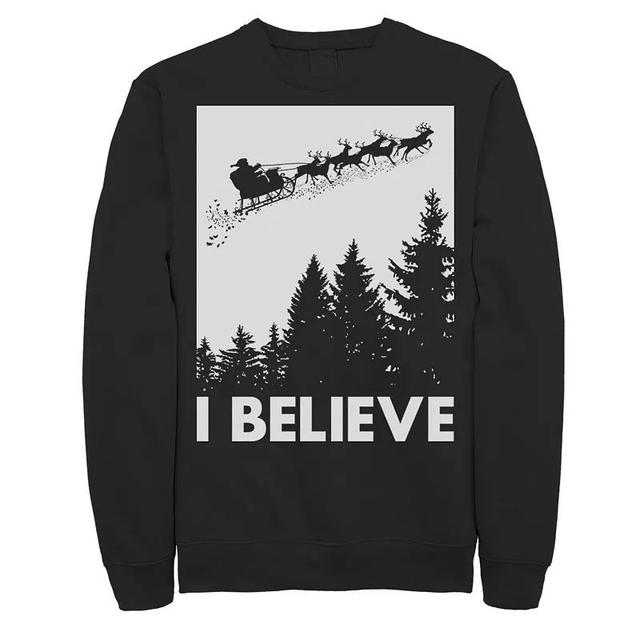 Mens Santa Claus I Believe Reindeer Christmas Sweatshirt Grey Heather Product Image