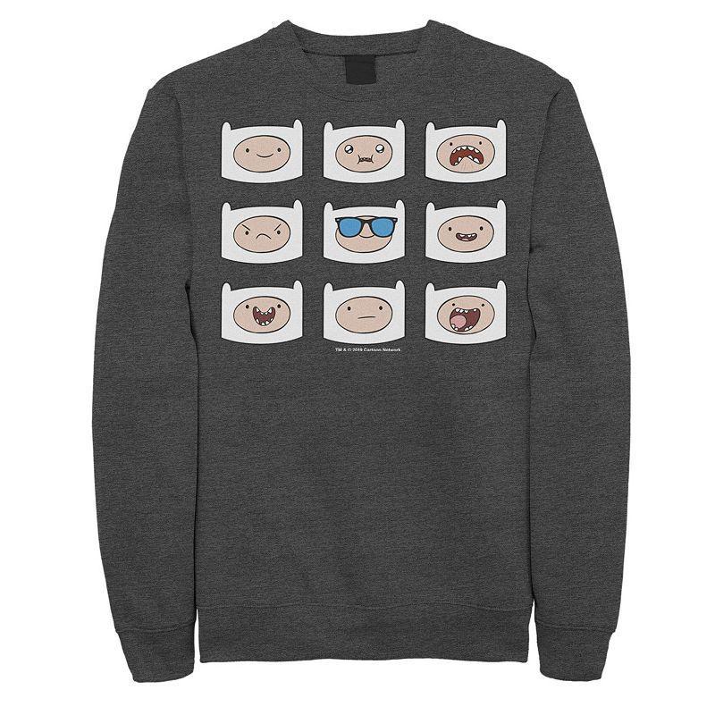 Mens Adventure Time Finns Many Faces Pullover Sweatshirt Product Image