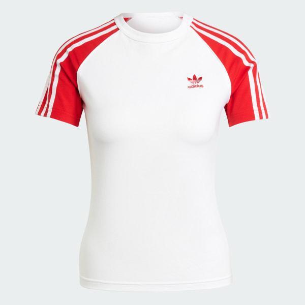 adidas Adicolor 3-Stripes Raglan Slim Tee Clear Sky M Womens Product Image