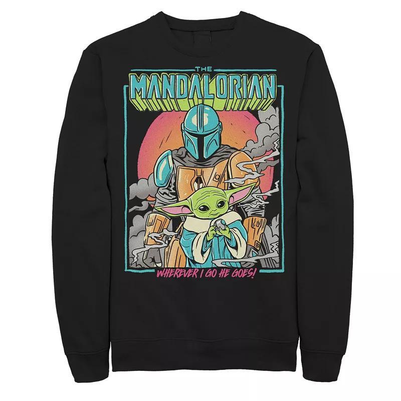 Mens Star Wars The Mandalorian Wherever I Go He Goes Graphic Fleece Sweatshirt Product Image