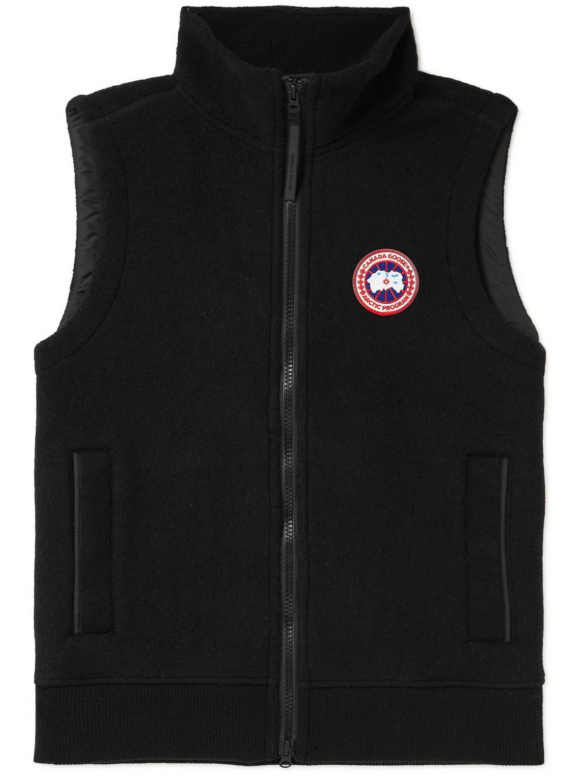 CANADA GOOSE Mersey Logo-appliquéd Recycled Wool-blend Fleece Gilet In Black Product Image