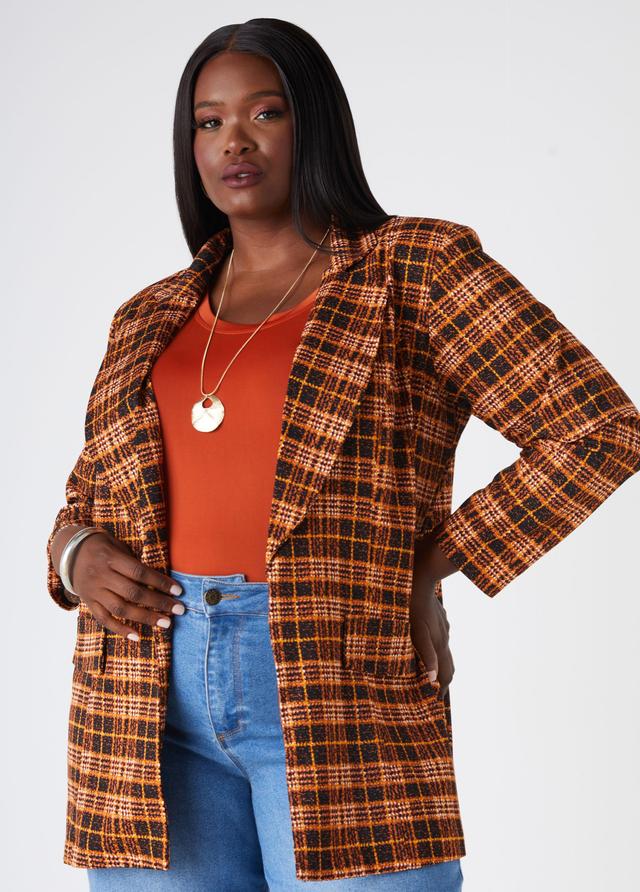 Plus Size Plaid Crepe Blazer Ashley Stewart Product Image