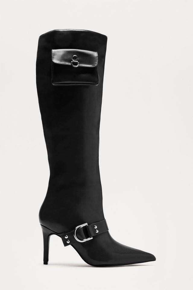 Onex Buckle Knee High Boots - Black Product Image