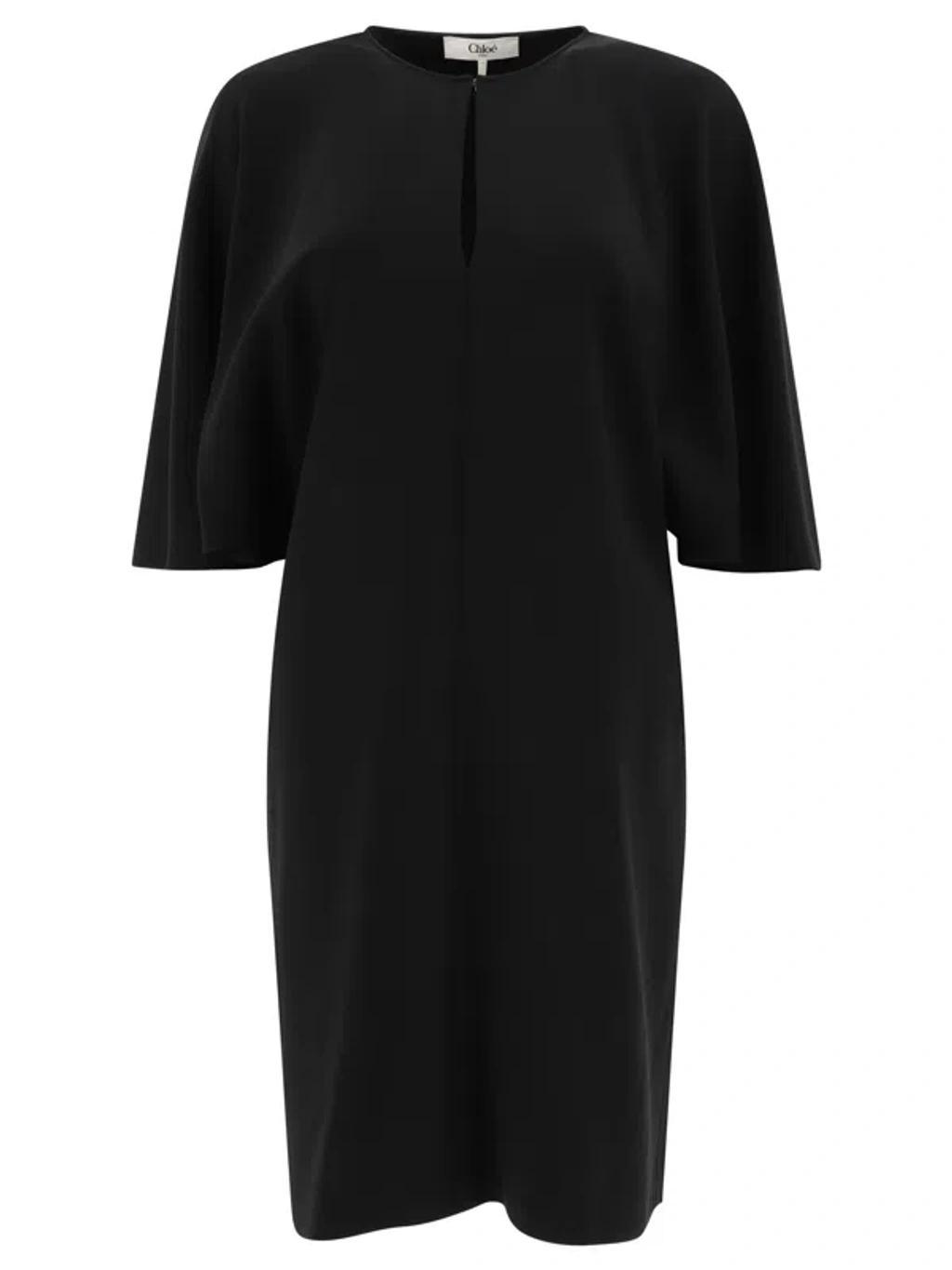 Cape-effect Crepe Mini Dress In Black Product Image