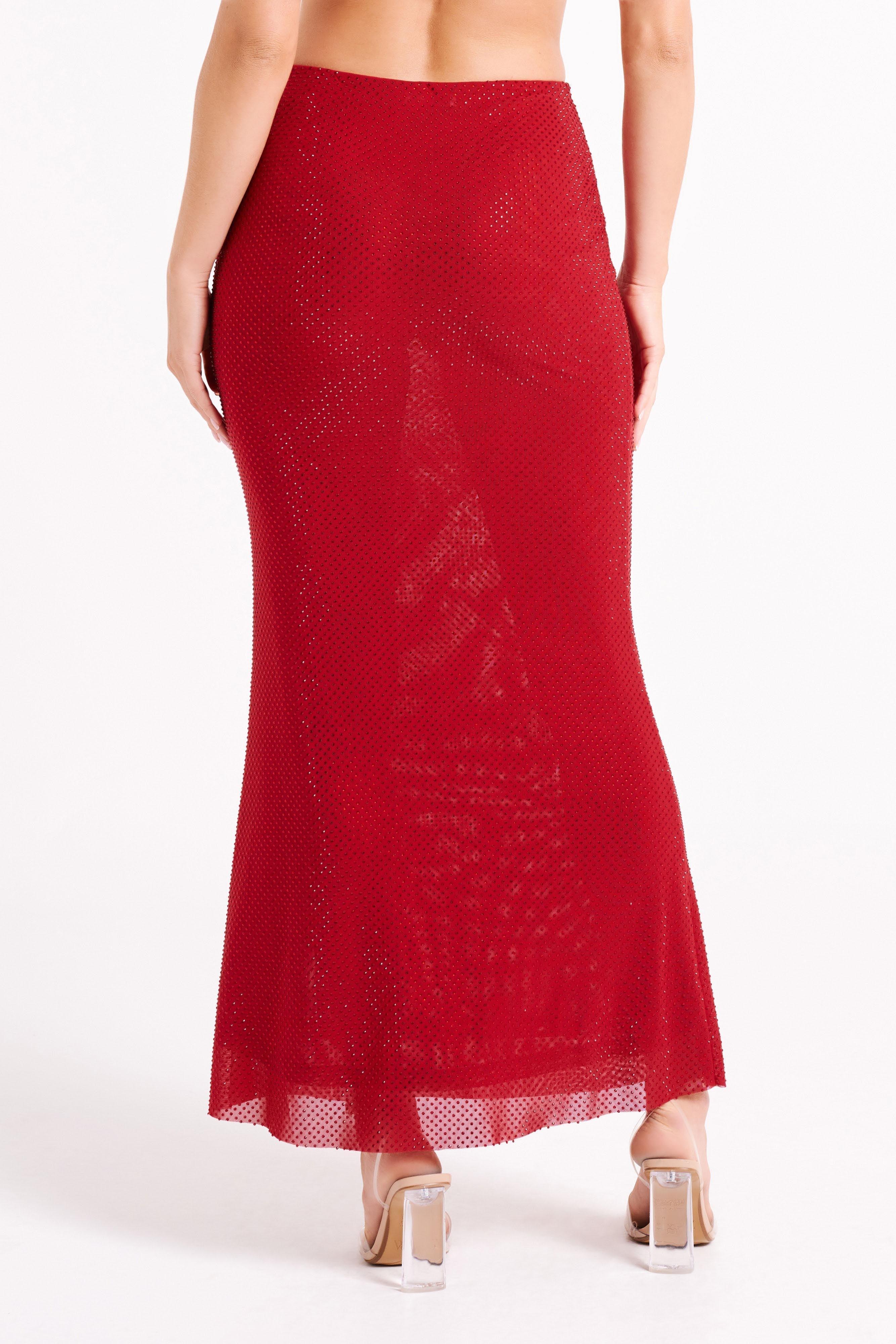 Erika Diamante Maxi Skirt - Vermilion Red Product Image