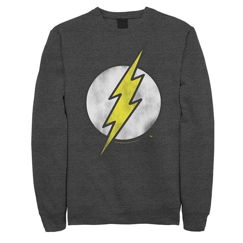 Mens DC Comics The Flash Large Classic Chest Logo Sweatshirt. Dark Grey Product Image