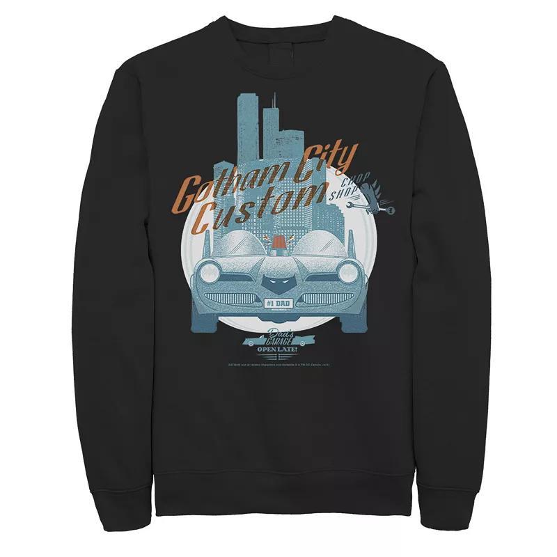 Mens DC Comics Gotham City Customs Shop Poster Sweatshirt Blue Product Image