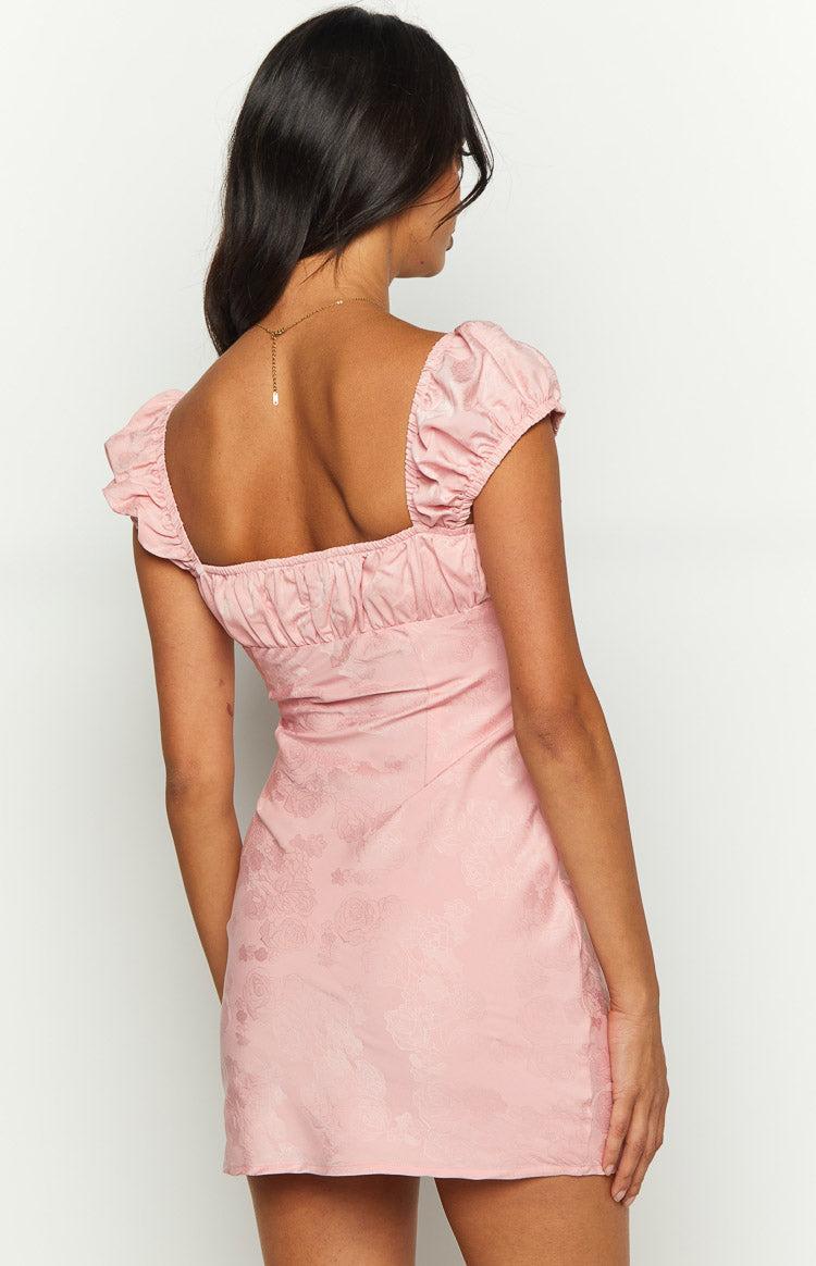 Rosie Blush Pink Satin Mini Dress Product Image