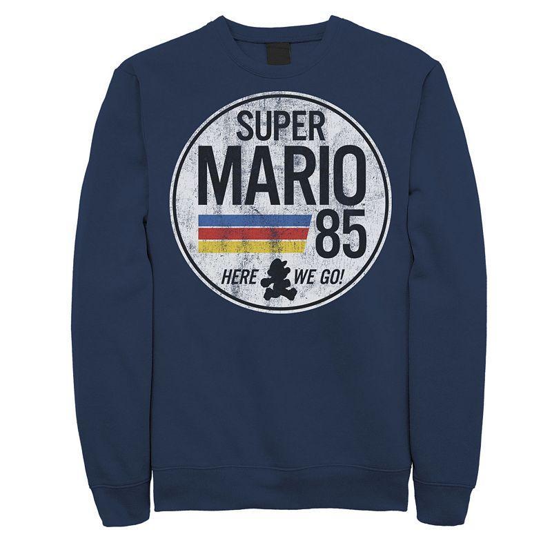 Mens Nintendo Super Mario Here We Go 85 Retro Vintage Sweatshirt Blue Product Image