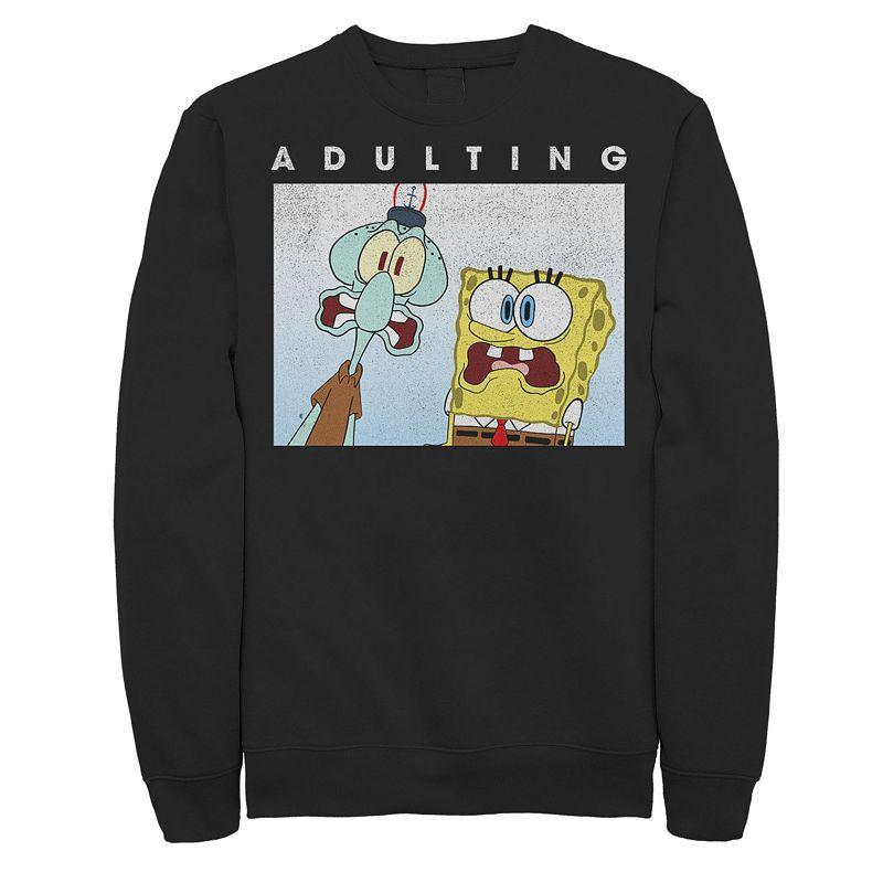 Mens SpongeBob SquarePants & Squidward Scared Of Adulting Sweatshirt Product Image