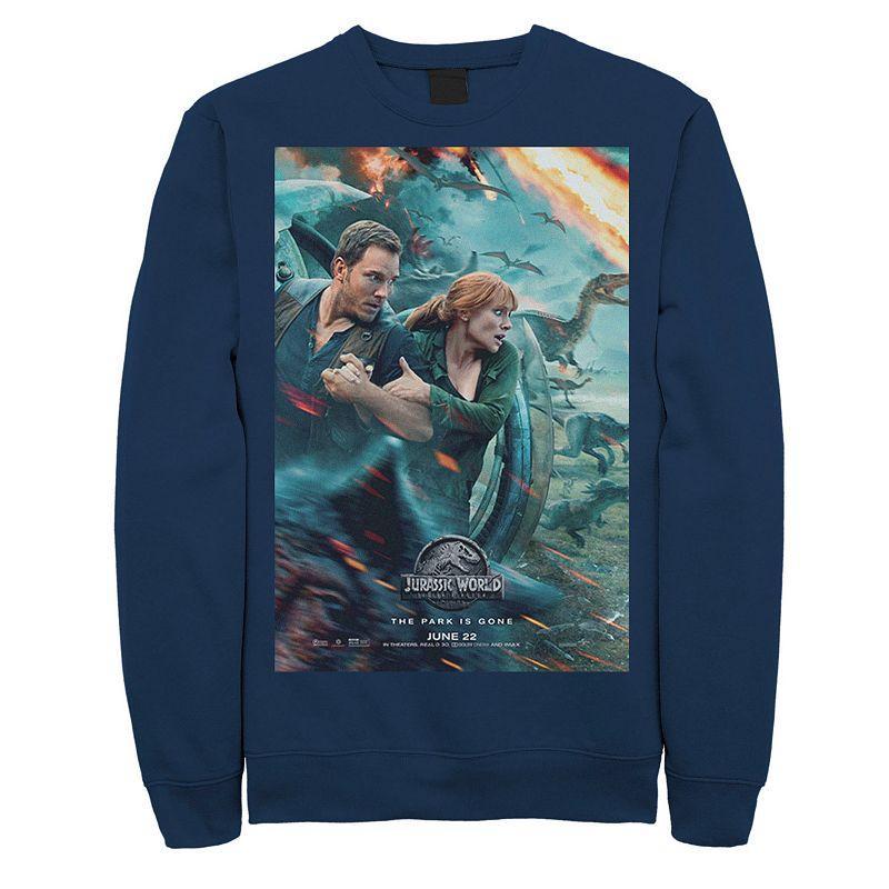 Mens Jurassic World Two Owen Claire Movie Poster Sweatshirt Blue Product Image