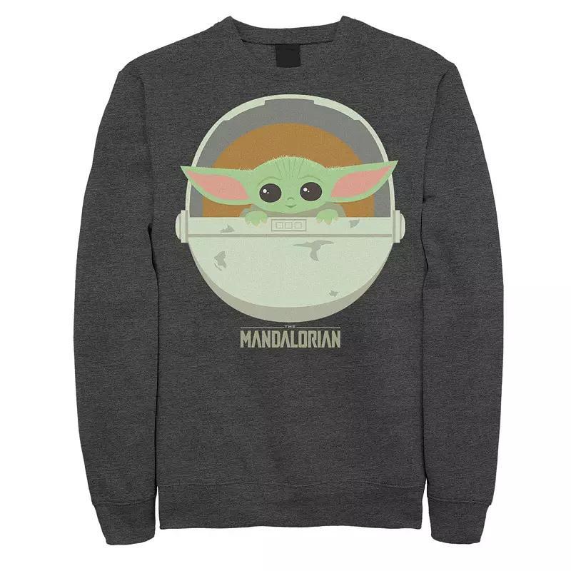 Mens Star Wars The Mandalorian The Child Bassinet Portrait Sweatshirt Grey Heather Product Image