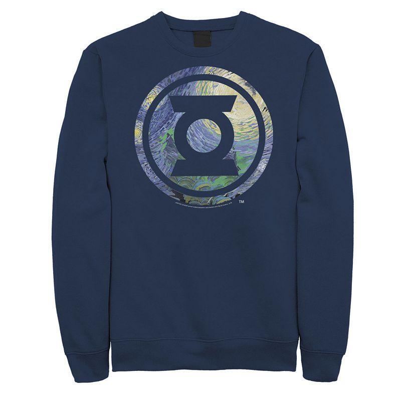 Mens DC Comics Green Lantern Starry Night Logo Fleece Sweatshirt Grey Product Image