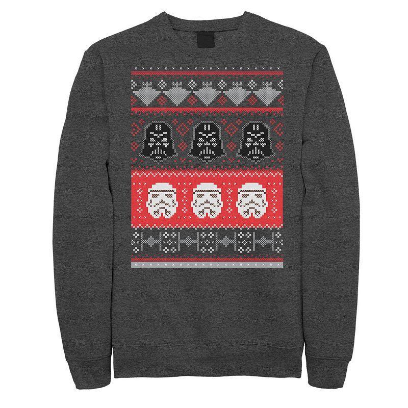 Mens Star Wars Dark Holiday Helmets Sweatshirt Grey Heather Product Image