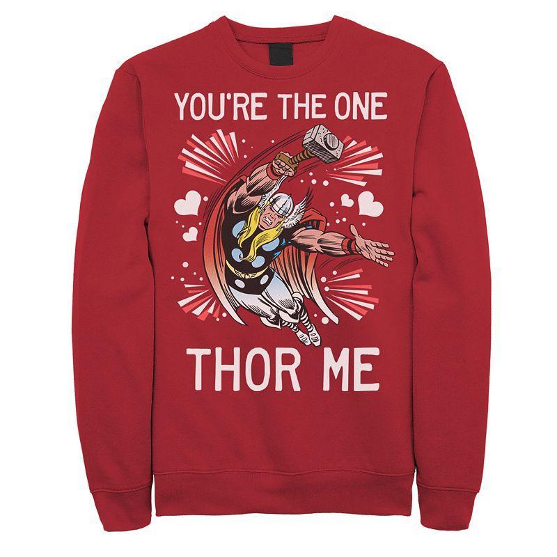 Mens Marvel Thor Youre The One Thor Me Valentine Graphic Fleece Pullover Product Image