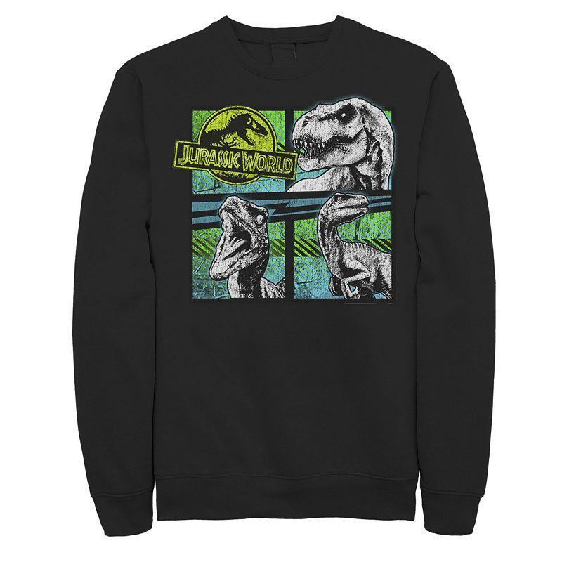 Mens Jurassic World Dinosaurs Group Of 3 Neon Graphic Fleece Pullover Product Image