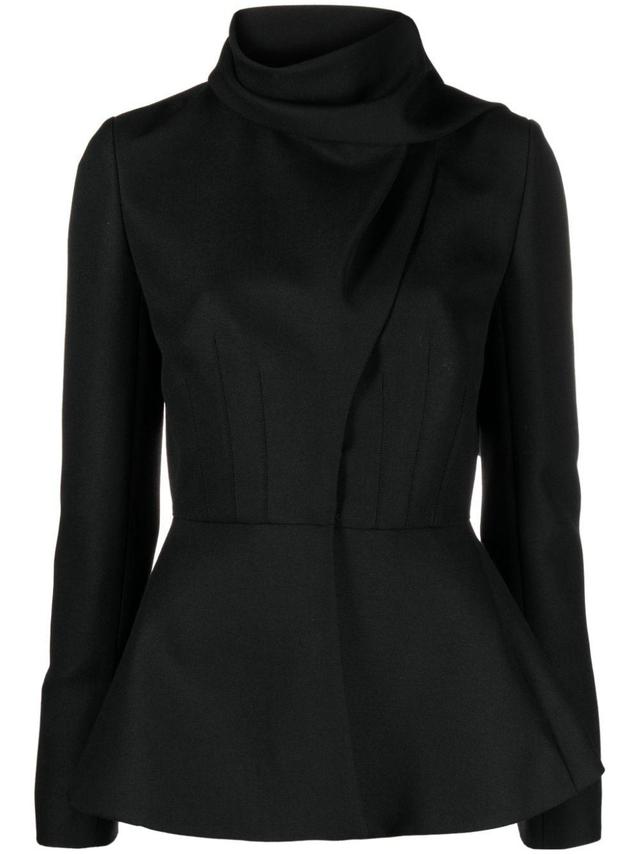 Peplum Wool-blend Jacket In Black Product Image