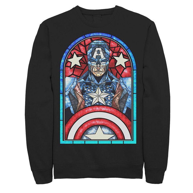 Mens Marvel Captain America Avengers Stained Glass Memorial Sweatshirt Product Image