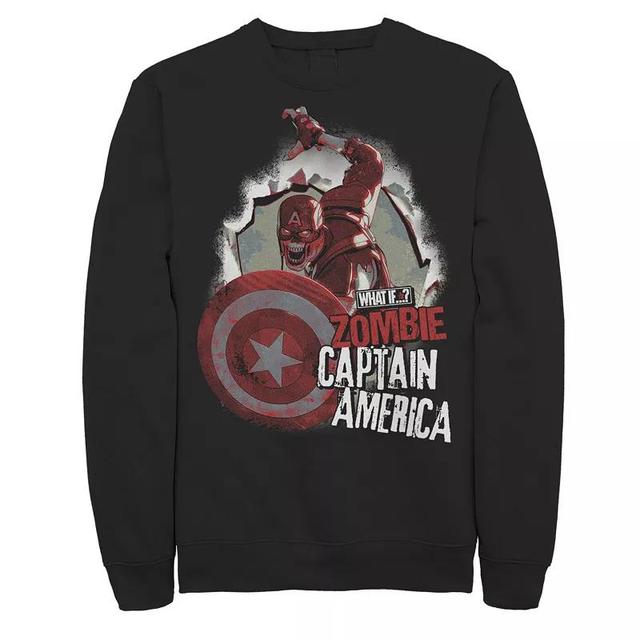 Mens Marvel What If Captain America Zombie Burst Poster Sweatshirt, Boys Product Image