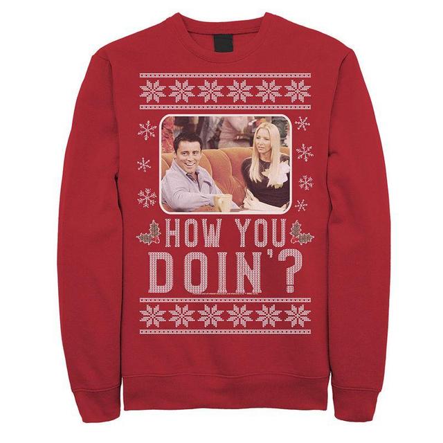 Mens Friends Christma Joey & Phoebe How You Doin Ugly Sweater Sweatshirt Product Image