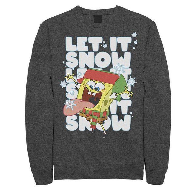 Mens Nickelodeon Spongebob Squarepants Let It Snow Let It Snow Let It Snow Graphic Fleece Pullover Grey Heather Product Image