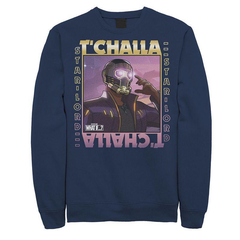 Mens Marvel What If TChalla Star Lord Poster Sweatshirt Blue Product Image