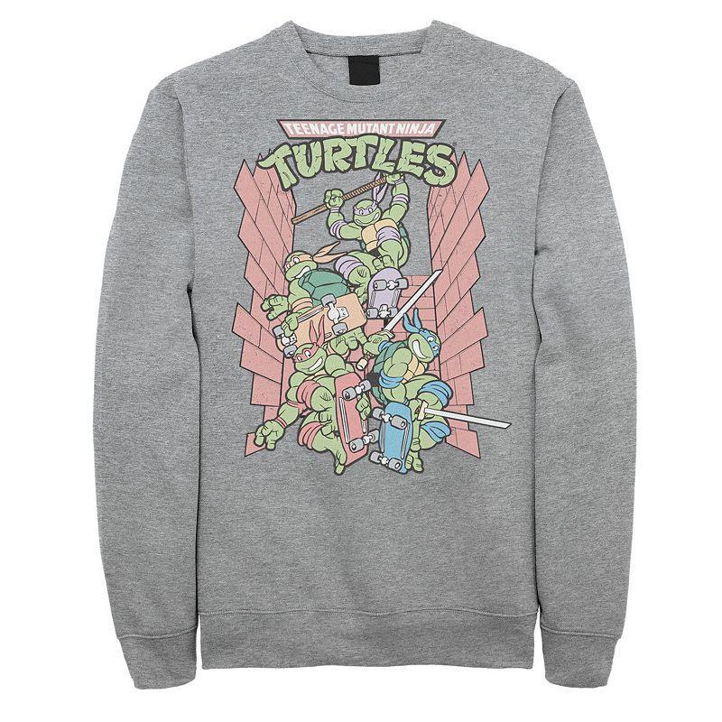 Mens Nickelodeon Teenage Mutant Ninja Turtles Retro Skate Fleece Sweatshirt Athletic Grey Product Image