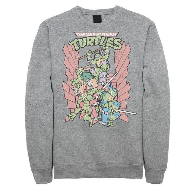 Mens Nickelodeon Teenage Mutant Ninja Turtles Retro Skate Fleece Sweatshirt Athletic Grey Product Image