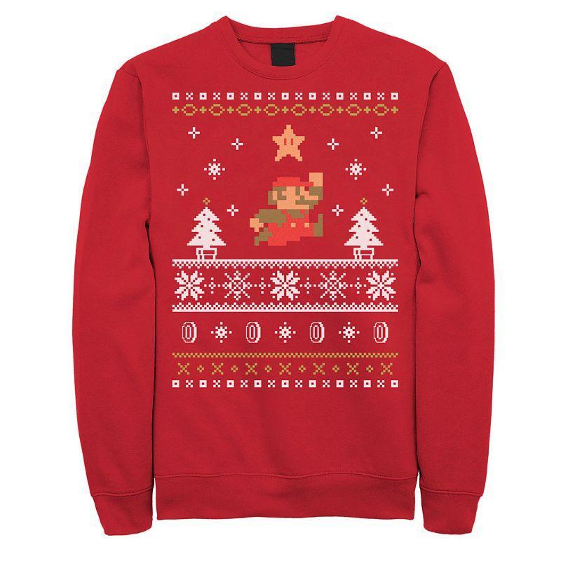 Mens Nintendo Super Mario Mario Snow Level Ugly Christmas Sweatshirt Product Image