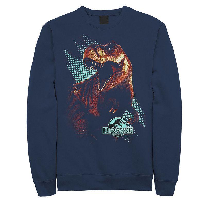 Mens Jurassic World Red Evolved Predator T-Rex Sweashirt Blue Product Image