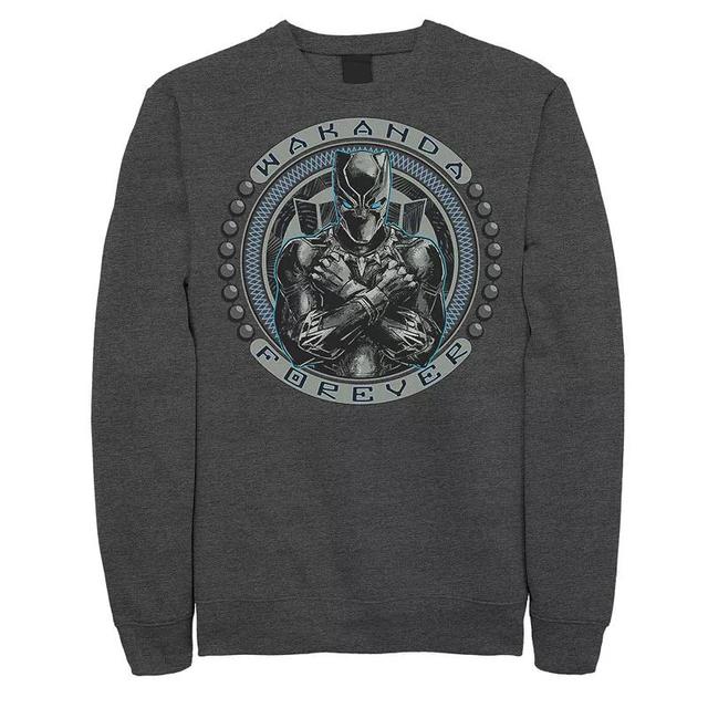 Mens Marvel Black Panther Circle Bead Logo Sweatshirt Grey Heather Product Image