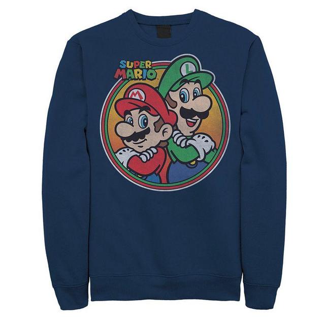 Mens Nintendo Super Mario & Luigi Brothers Circle Sweatshirt Blue Product Image