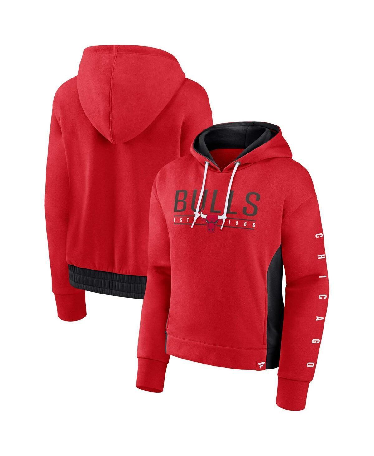 Womens Fanatics Red Chicago Bulls Iconic Halftime Colorblock Pullover Hoodie Product Image