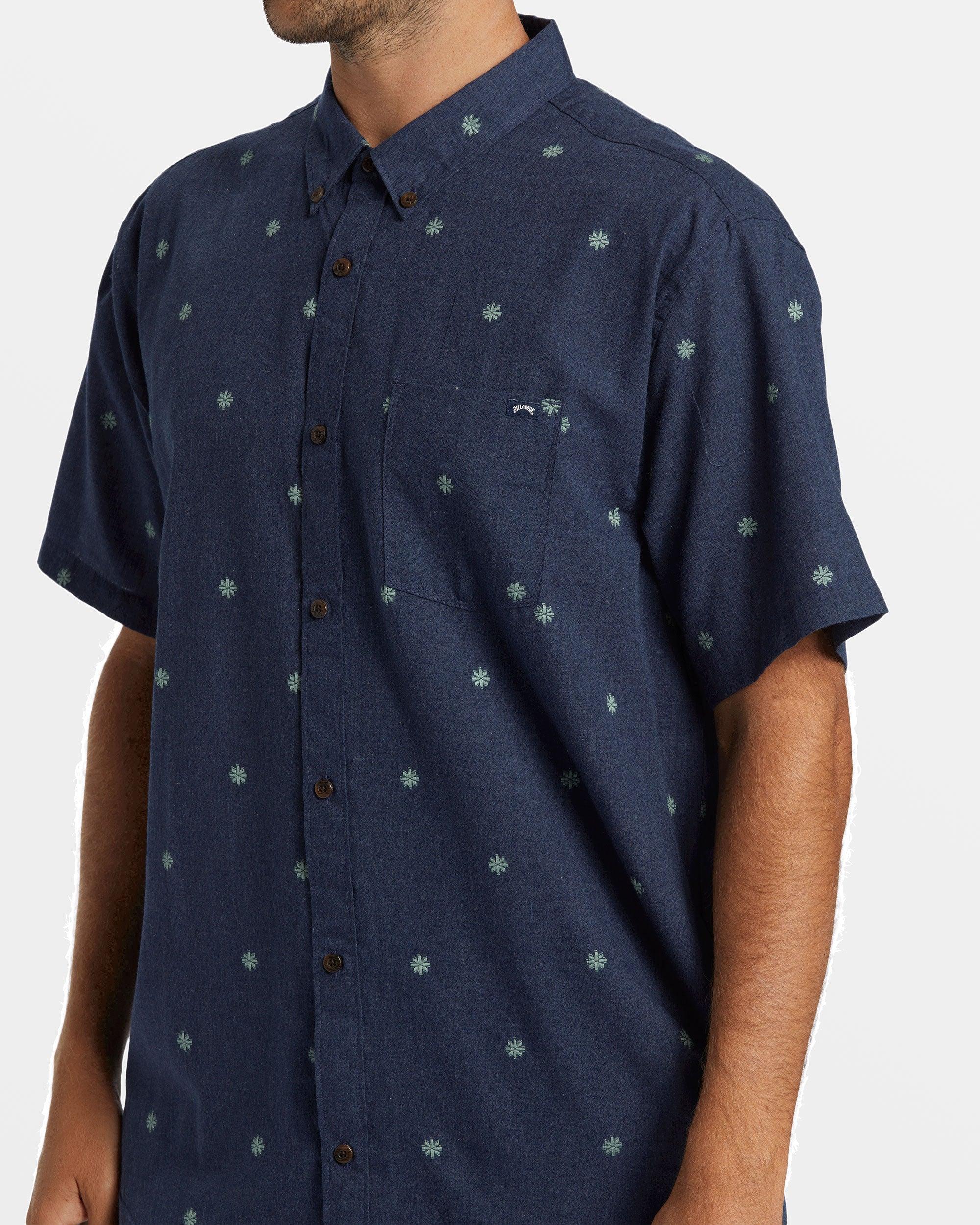 All Day Jacquard Short Sleeve Shirt - Dusty Navy Male Product Image