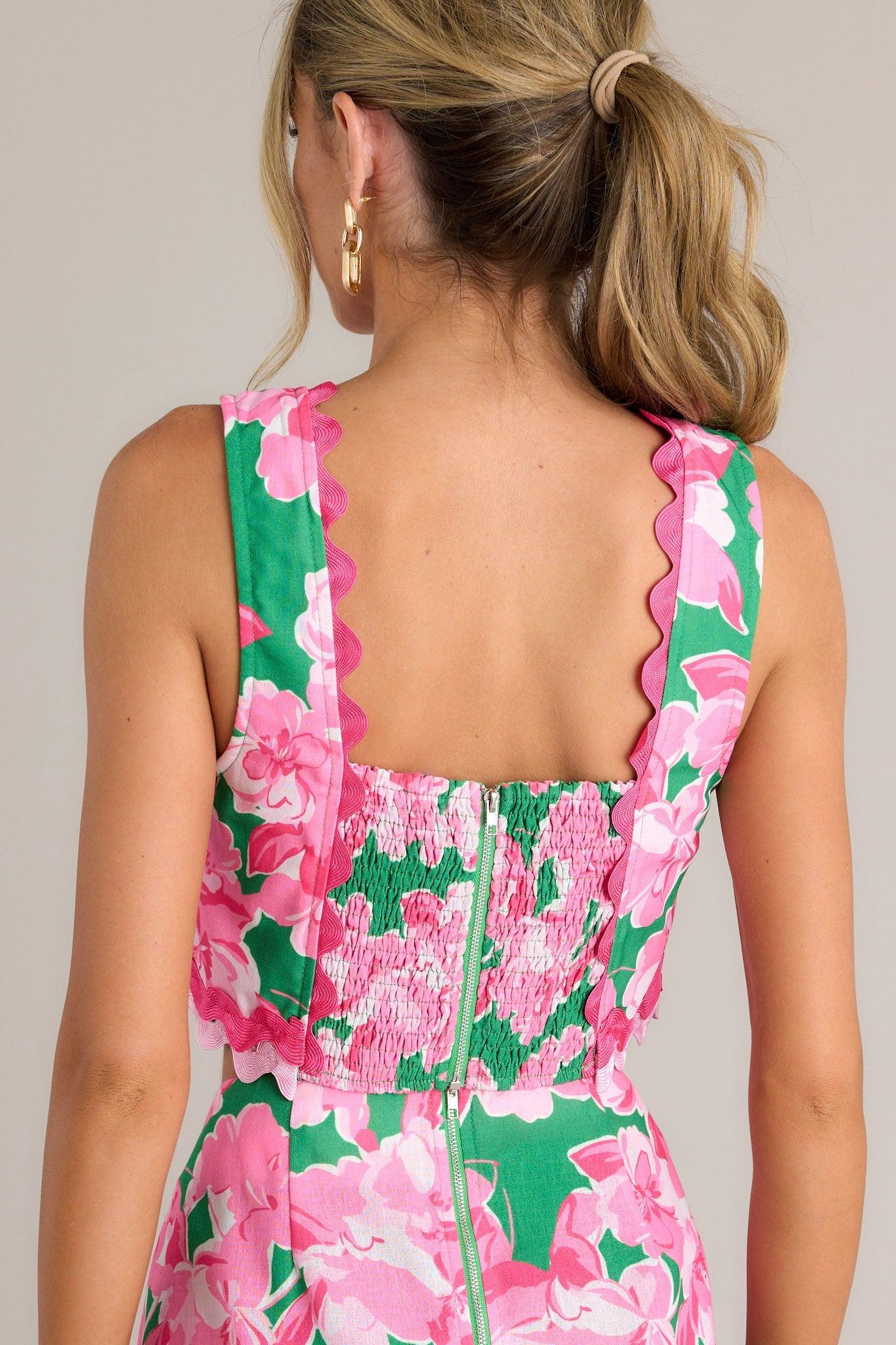 Coastal Dreams Green Multi Floral Crop Top Product Image