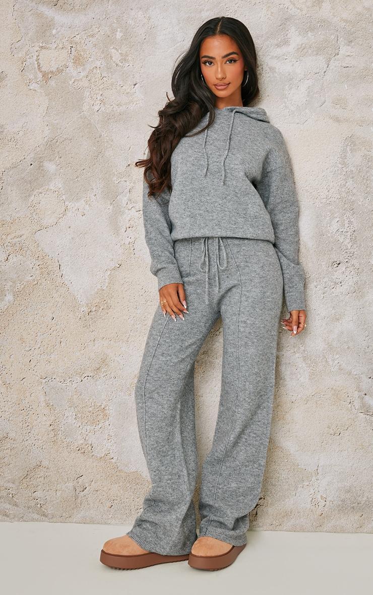 Petite Grey Knitted Hoodie Product Image