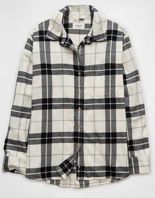 AE Oversized Plaid Button-Up Shirt product image