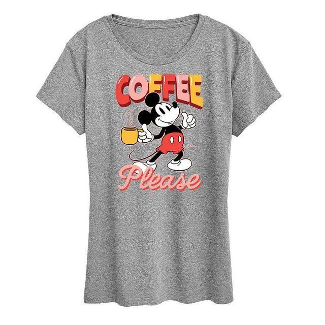 Disneys Mickey Mouse Womens Coffee Graphic Tee Grey Gray Product Image