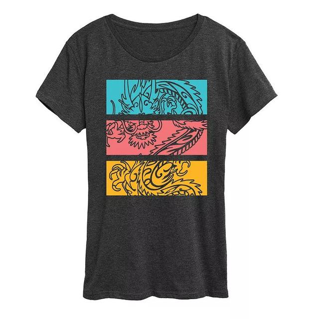 Womens Colorblock Dragon Graphic Tee Heather Grey Product Image